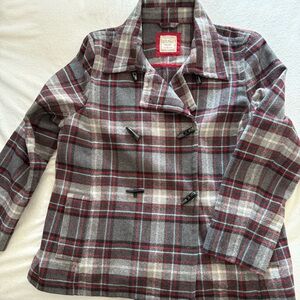 Old Navy Red and Gray Plaid Coat